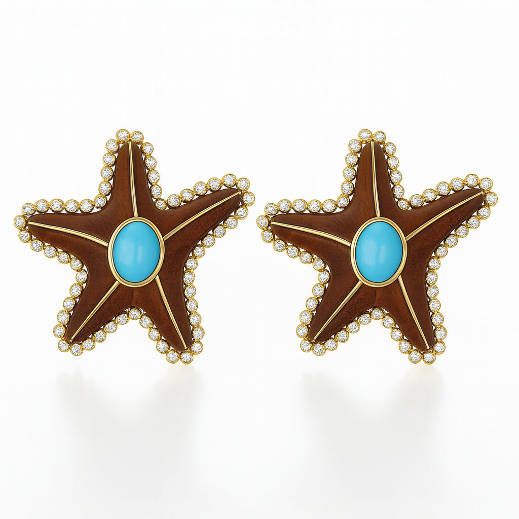 Orecchini - 18 carati Oro giallo - 5.50ct. tw. Turchese