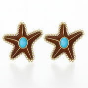 Orecchini - 18 carati Oro giallo - 5.50ct. tw. Turchese