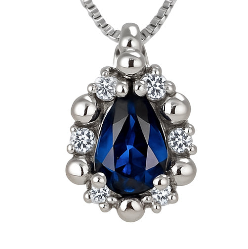 Collana con ciondolo - 18 carati Oro bianco - 0.52ct. tw. Zaffiro - Diamante