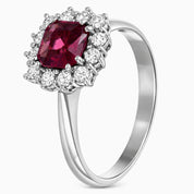 Anello - 18 carati Oro bianco - 1.52ct. tw. Granato - Diamante