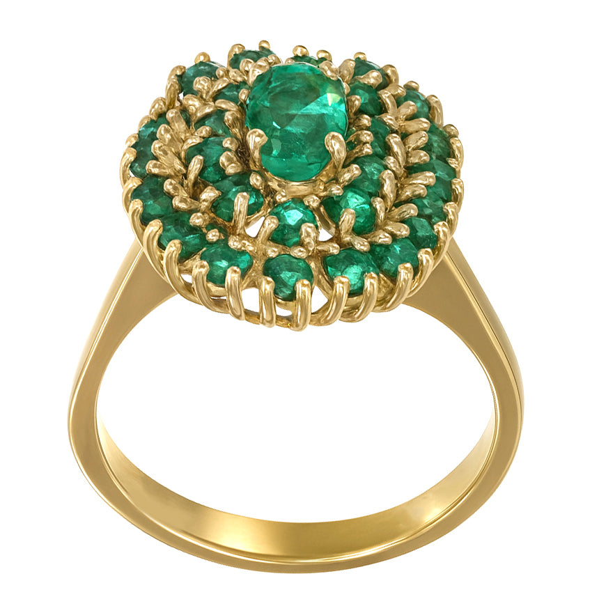 Anello - 18 carati Oro giallo - 1.79ct. tw. Smeraldo