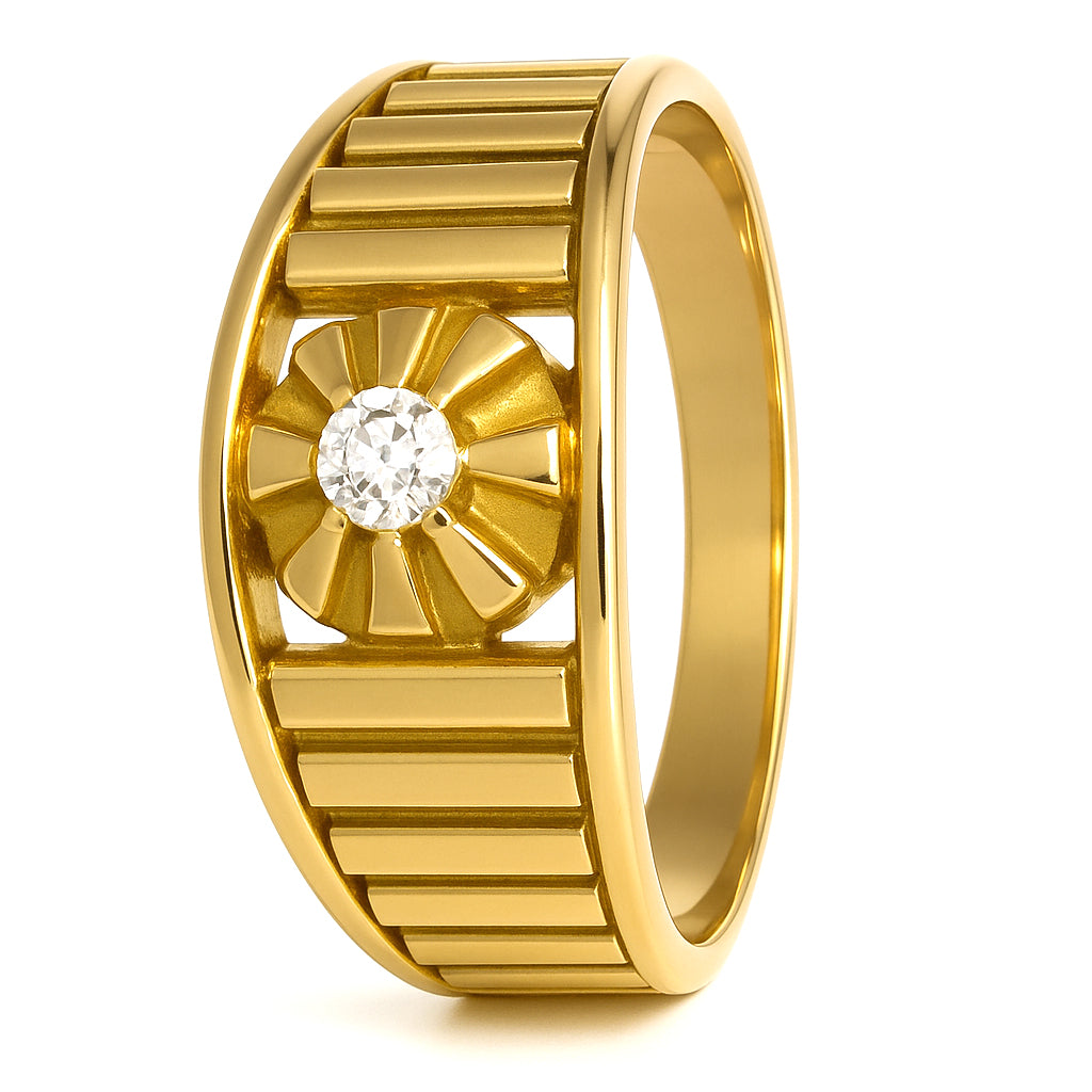 Anello - 18 carati Oro giallo - 0.06ct. tw. Diamante (Naturale)