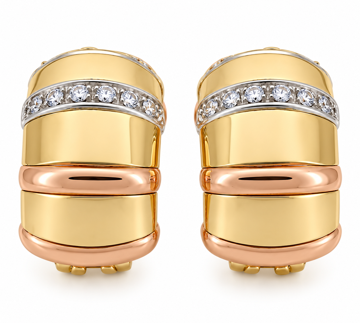 Orecchini - 18 carati Oro bianco, Oro giallo, Oro rosa - 0.60ct. tw. Diamante (Naturale) - Made in Italy-Handmade