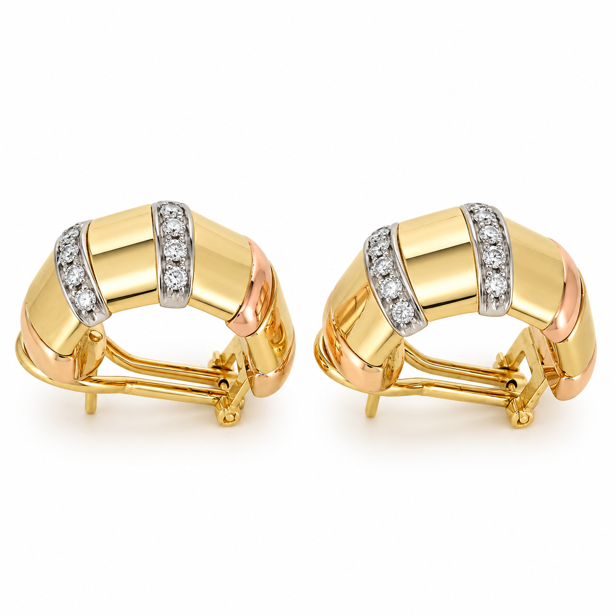 Orecchini - 18 carati Oro bianco, Oro giallo, Oro rosa - 0.60ct. tw. Diamante (Naturale) - Made in Italy-Handmade