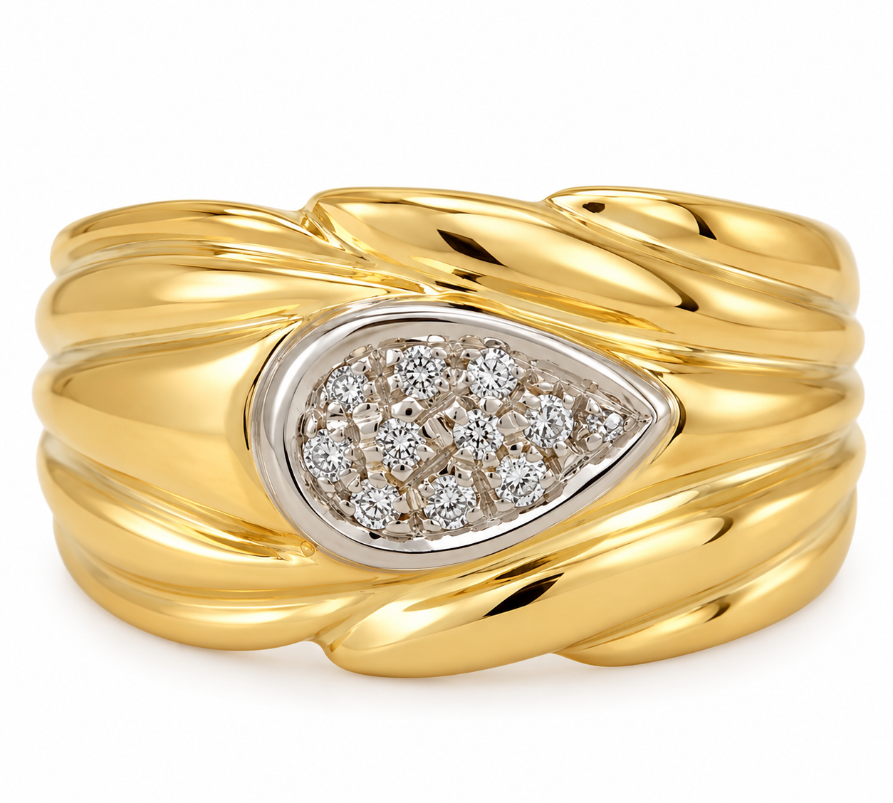 Anello - 18 carati Oro giallo, Oro bianco - 0.10ct. tw. Diamante (Naturale) - Made in Italy - Handmade