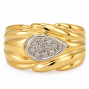 Anello - 18 carati Oro giallo, Oro bianco - 0.10ct. tw. Diamante (Naturale) - Made in Italy - Handmade