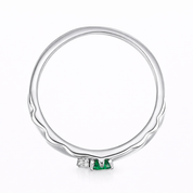 Anello - 18 carati Oro bianco - 0.10ct. tw. Smeraldo - Diamante - Made in Italy - Handmade