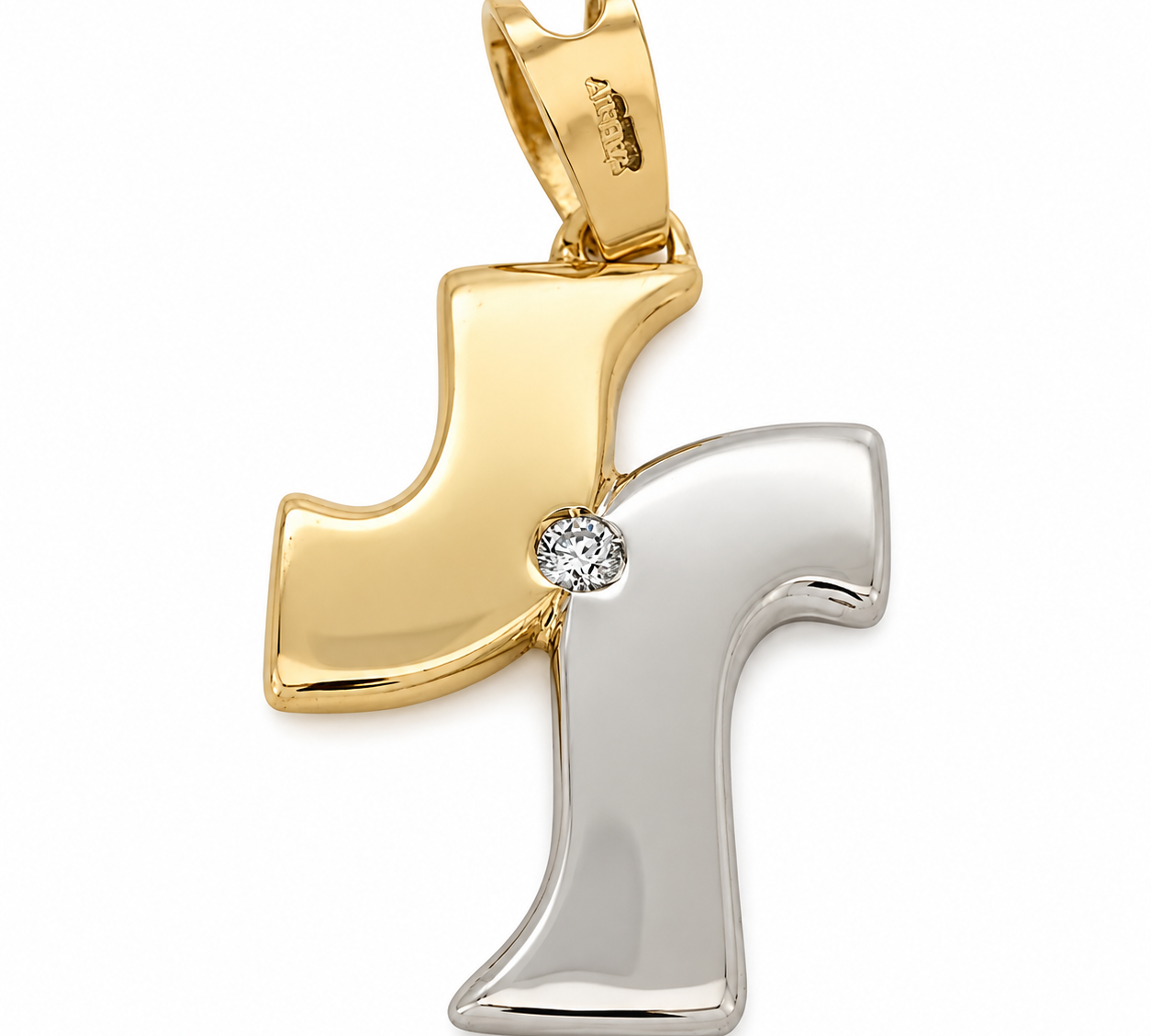 Ciondolo - 18 carati Oro giallo, Oro bianco - 0.03ct. tw. Diamante (Naturale) - Made in Italy - Handmade