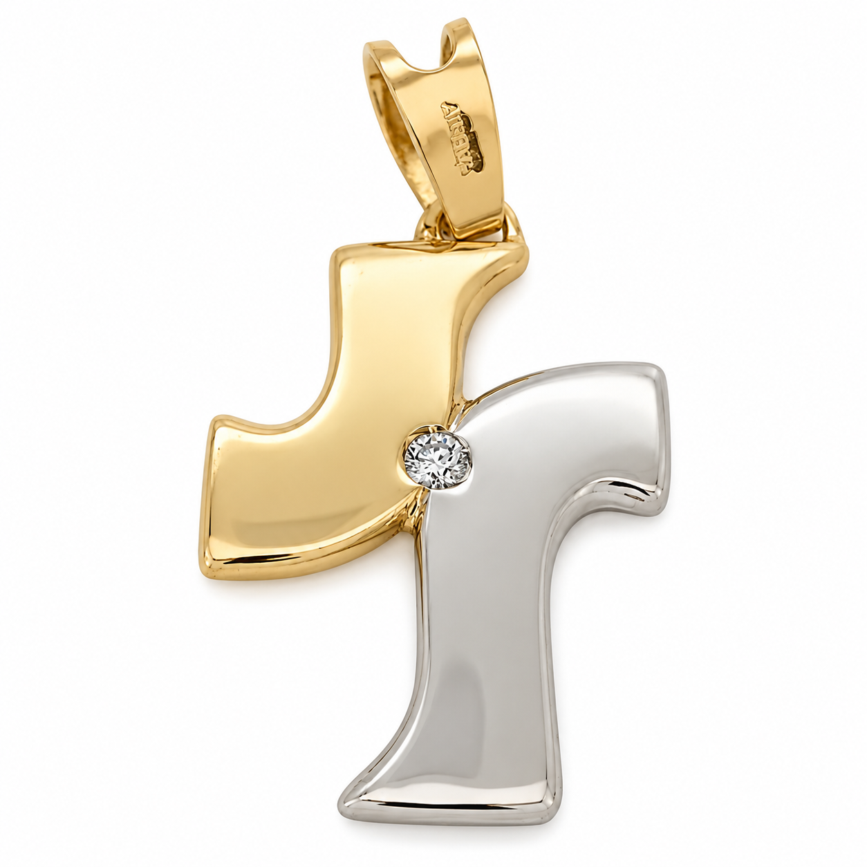 Ciondolo - 18 carati Oro giallo, Oro bianco - 0.03ct. tw. Diamante (Naturale) - Made in Italy - Handmade