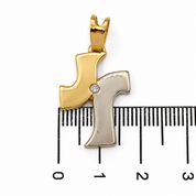 Ciondolo - 18 carati Oro giallo, Oro bianco - 0.03ct. tw. Diamante (Naturale) - Made in Italy - Handmade