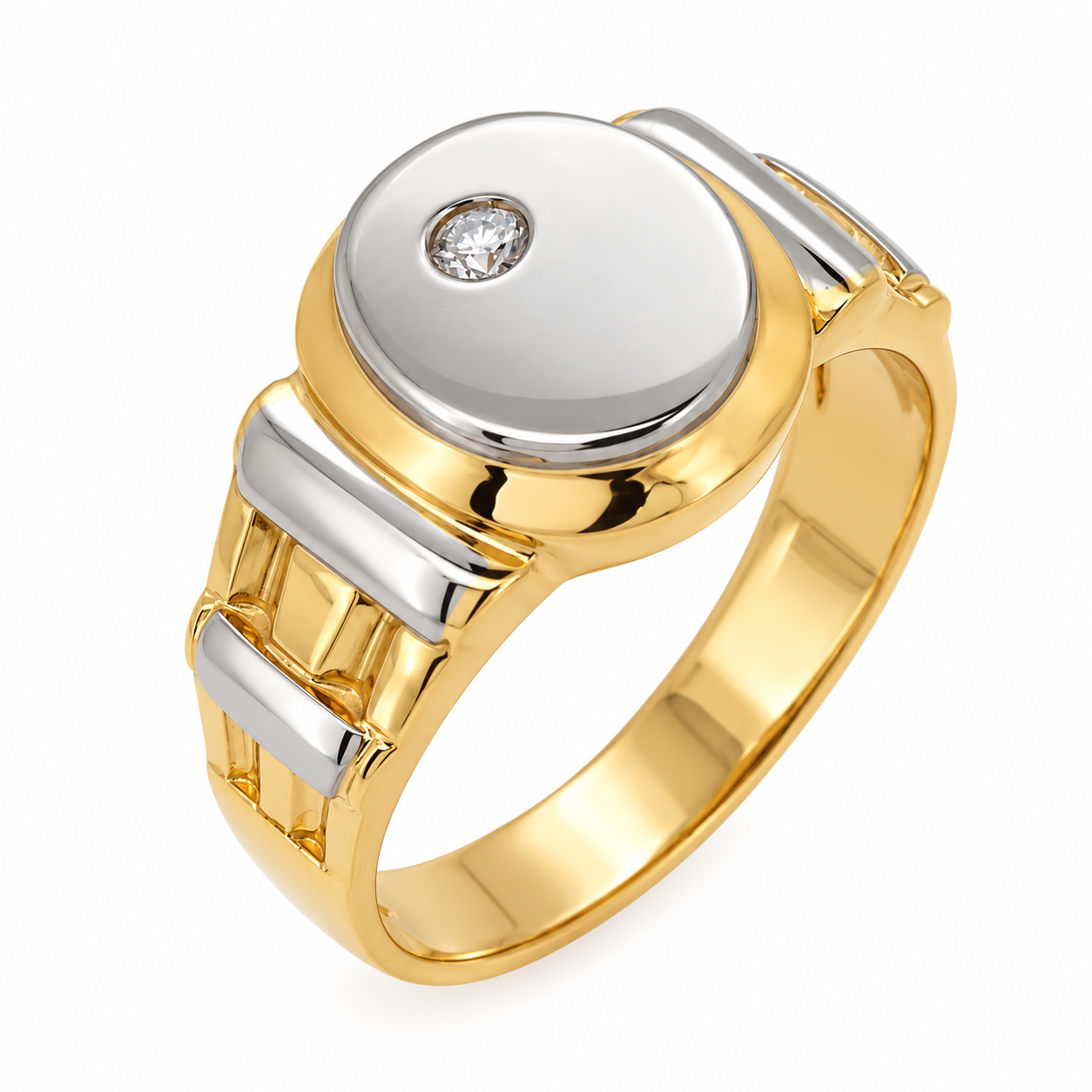 Anello - 18 carati Oro giallo, Oro bianco - 0.04ct. tw. Diamante (Naturale) - Made in Italy - Handmade