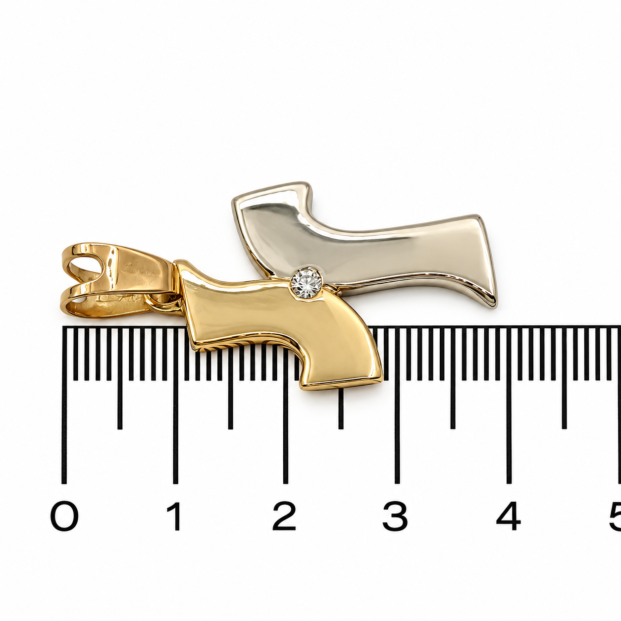 Ciondolo - 18 carati Oro giallo, Oro bianco - 0.03ct. tw. Diamante (Naturale) - Made in Italy - Handmade