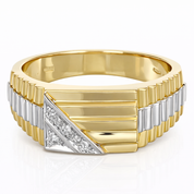 Anello - 18 carati Oro giallo, Oro bianco - 0.08ct. tw. Diamante (Naturale)