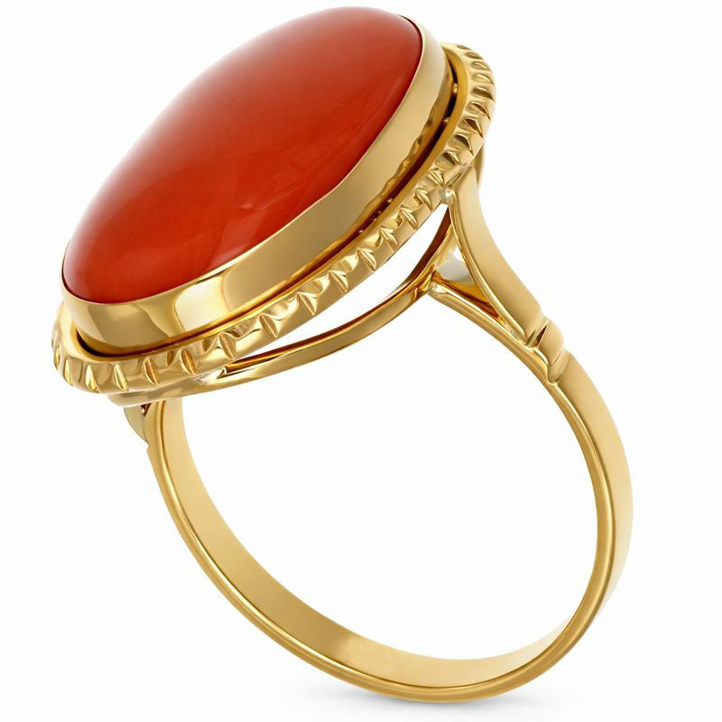 Anello - 18 carati Oro giallo Corallo