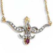 Collana - 18 carati Oro giallo, Argento - 0.395ct. tw. Rubino - Diamante