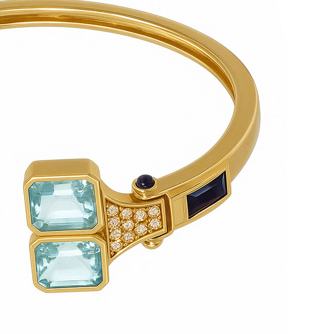 Bracciale - 18 carati Oro giallo, Diamanti 0.33 Ct - Topazi 8.60 Ct -Zaffiri 0.66 Ct - 9.59ct. tw.