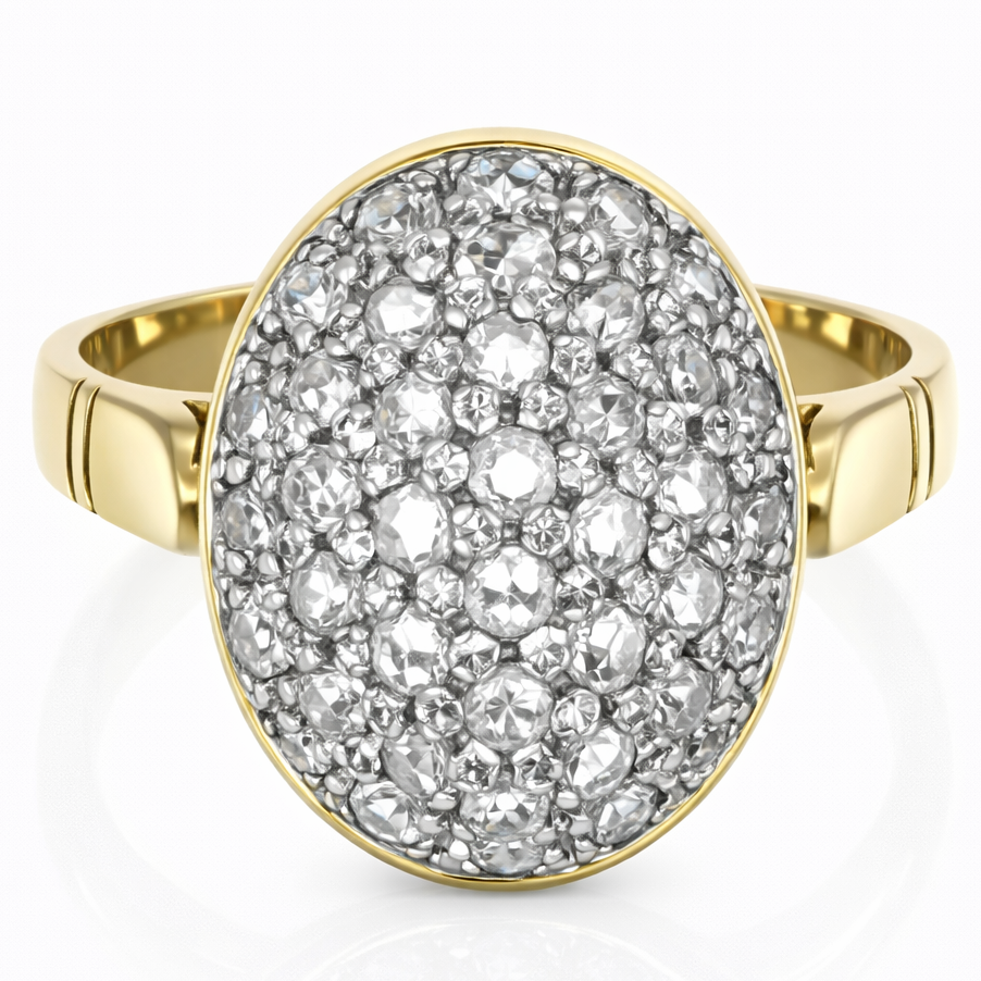 Anello - Oro giallo e argento - Diamanti