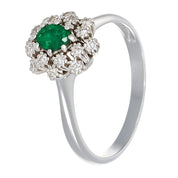 Anello - 18 carati Oro bianco - 0.44ct. tw. Smeraldo - Diamante