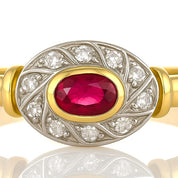 Anello - 18 carati Oro giallo, Oro bianco - 0.24ct. tw. Rubino - Diamante