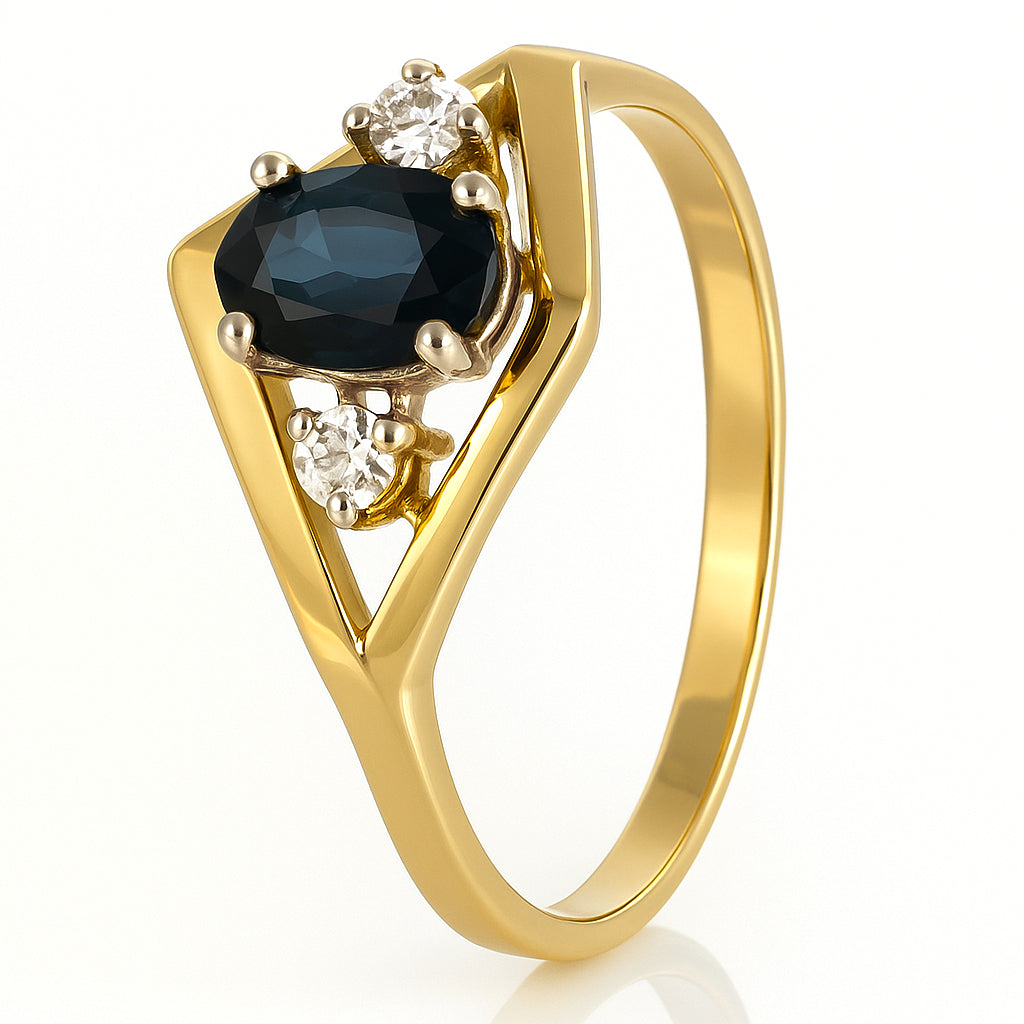 Anello - 18 carati Oro giallo - 0.67ct. tw. Zaffiro - Diamante