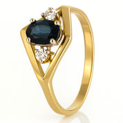 Anello - 18 carati Oro giallo - 0.67ct. tw. Zaffiro - Diamante