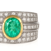 Anello - 18 carati Oro bianco, Oro giallo - 2.11ct. tw. Smeraldo - Diamante