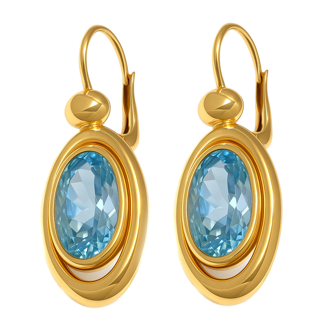 Orecchini - 18 carati Oro giallo - 5.70ct. tw. Acquamarina