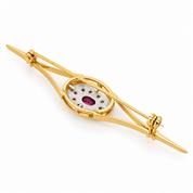 Spilla - 18 carati Oro giallo, Argento - 0.45ct. tw. Rubino - Diamante - Made in Italy - Handmade