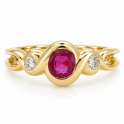 Anello - 18 carati Oro giallo - 0.50ct. tw. Rubino - Diamante - Made in Italy - Handmade