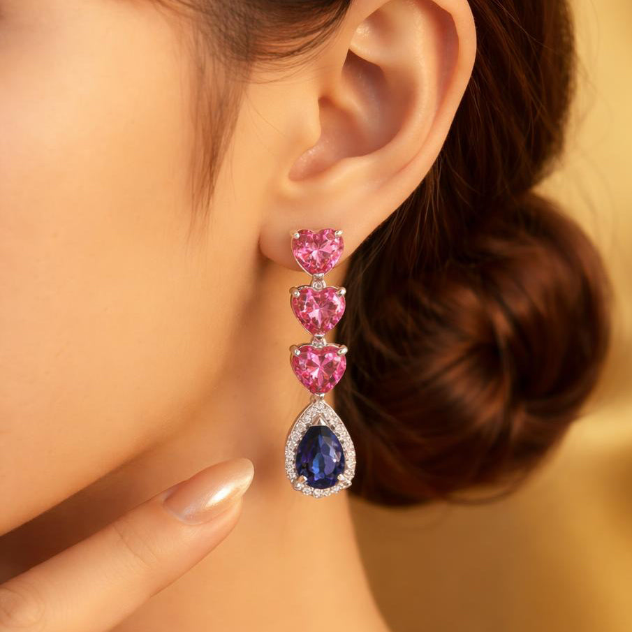 Orecchini - 18 carati Oro bianco, Diamanti - 5.24ct. tw. Tormalina - Iolite