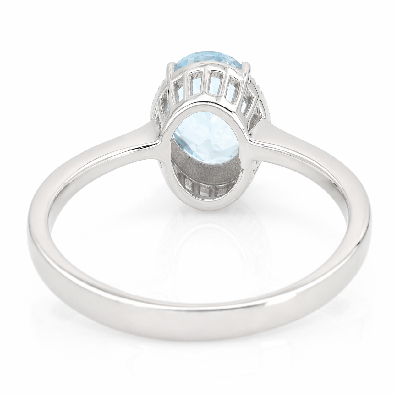 Anello - 18 carati Oro bianco - 0.04ct. tw. Diamante (Naturale) - Acquamarina