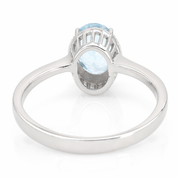 Anello - 18 carati Oro bianco - 0.04ct. tw. Diamante (Naturale) - Acquamarina