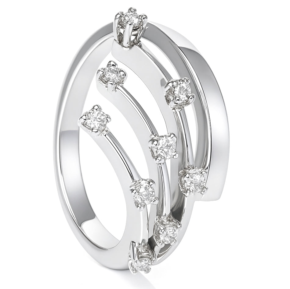 Anello - 18 carati Oro bianco - 0.18ct. tw. Diamante (Naturale)