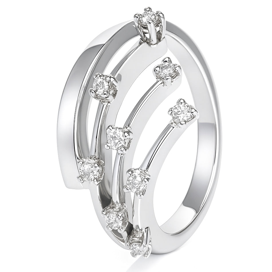 Anello - 18 carati Oro bianco - 0.18ct. tw. Diamante (Naturale)