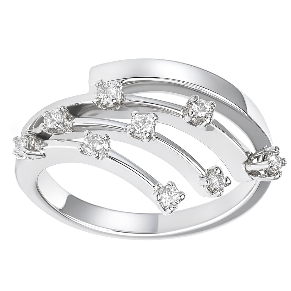 Anello - 18 carati Oro bianco - 0.18ct. tw. Diamante (Naturale)