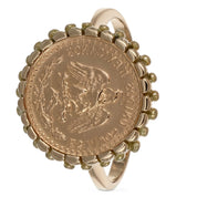 Anello - 18 carati Oro giallo, moneta Messico 2 Peso