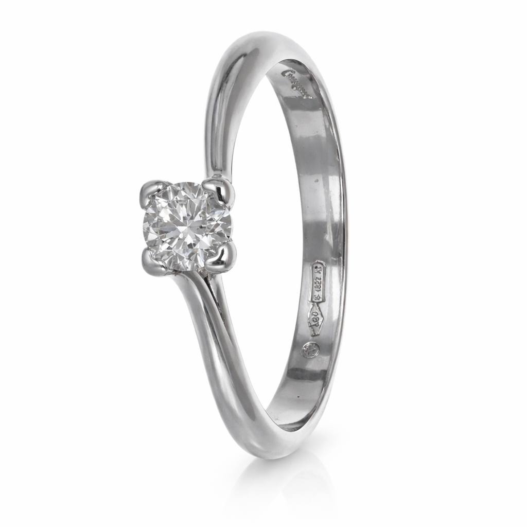 Anello - 18 carati Oro bianco - 0.20ct. tw. Diamante (Naturale)