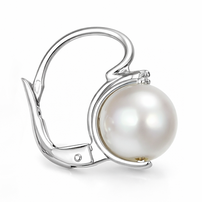 Orecchini - 18 carati Oro bianco - 0.04ct. tw. Diamante (Naturale) - Perla
