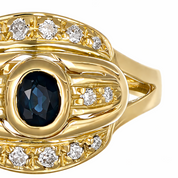 Anello - 18 carati Oro giallo - 0.58ct. tw. Zaffiro - Diamante