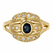 Anello - 18 carati Oro giallo - 0.58ct. tw. Zaffiro - Diamante