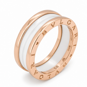 Anello - 18 carati Oro rosa, Ceramica Bianca - Made in Italy - Handmade