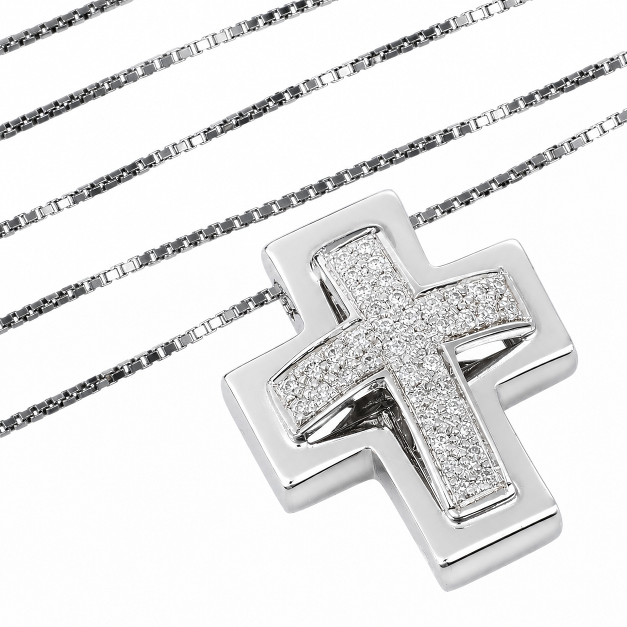 Collana con ciondolo - 18 carati Oro bianco - 0.32ct. tw. Diamante (Naturale) - Made in Italy - Handmade