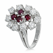 Anello - 18 carati Oro bianco - 1.46ct. tw. Rubino - Diamante