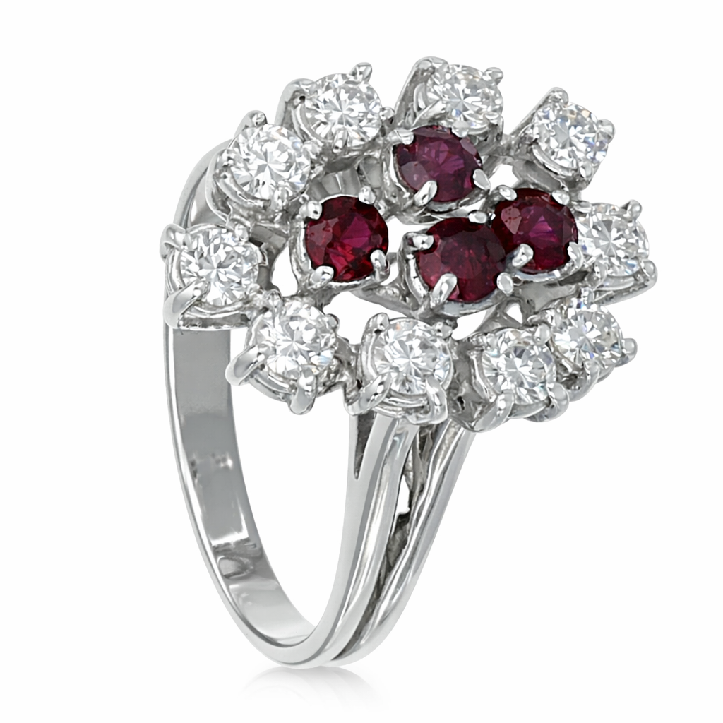 Anello - 18 carati Oro bianco - 1.46ct. tw. Rubino - Diamante