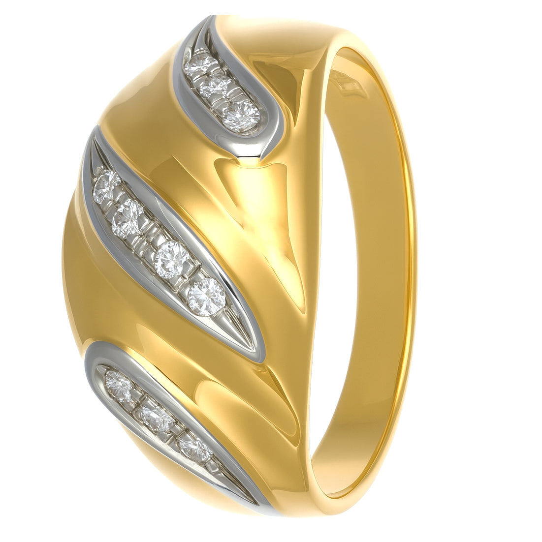 Anello - 18 carati Oro bianco, Oro giallo - 0.10ct. tw. Diamante (Naturale)