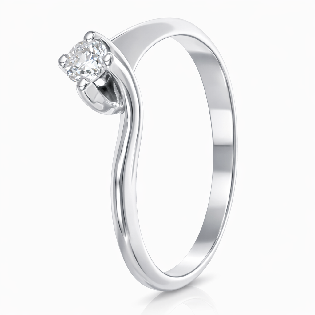 Anello - 18 carati Oro bianco - 0.17ct. tw. Diamante (Naturale)