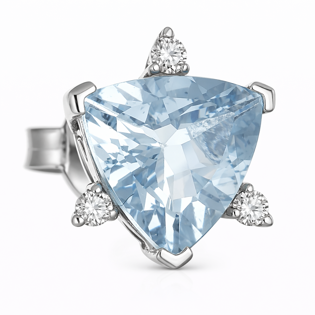Orecchini - 18 carati Oro bianco - 1.57ct. tw. Acquamarina - Diamante