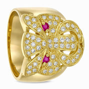 Anello - 18 carati Oro giallo - 0.335ct. tw. Rubino - Diamante