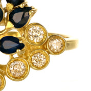 Anello - 18 carati Oro giallo - 1.05ct. tw. Zaffiro - Diamante