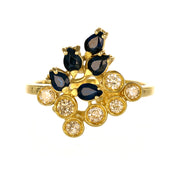 Anello - 18 carati Oro giallo - 1.05ct. tw. Zaffiro - Diamante